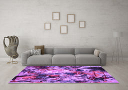 Machine Washable Abstract Purple Contemporary Area Rugs in a Living Room, wshcon1176pur