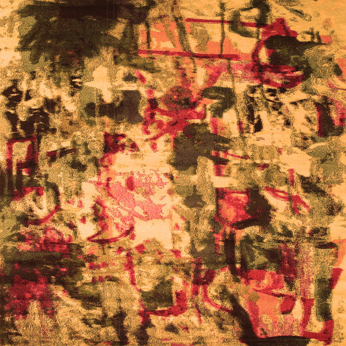 Round Machine Washable Abstract Orange Contemporary Area Rugs, wshcon1176org