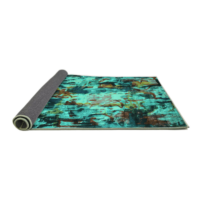 Sideview of Abstract Turquoise Contemporary Rug, con1176turq