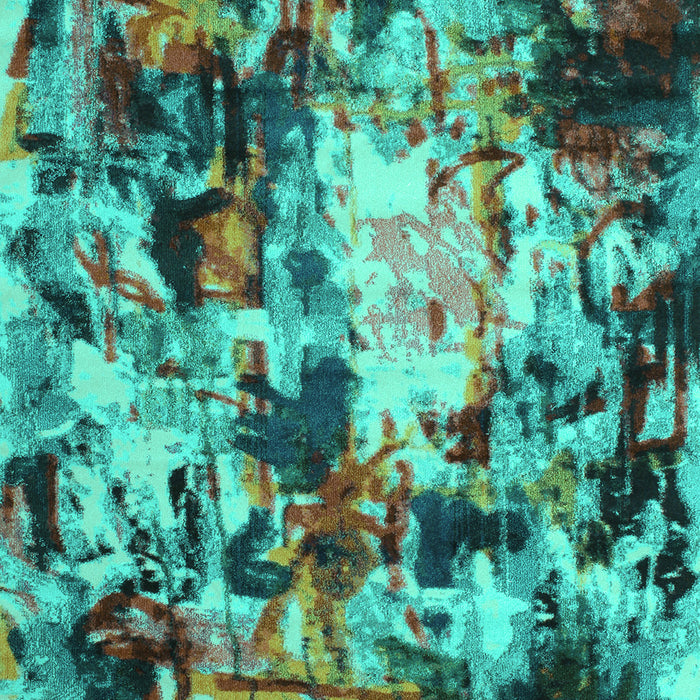 Machine Washable Abstract Turquoise Contemporary Area Rugs, wshcon1176turq
