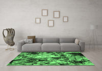 Machine Washable Abstract Emerald Green Contemporary Rug, wshcon1176emgrn
