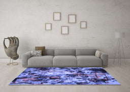 Machine Washable Abstract Blue Contemporary Rug in a Living Room, wshcon1176blu