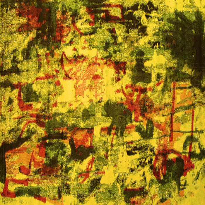 Square Machine Washable Abstract Yellow Contemporary Rug, wshcon1176yw