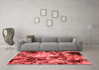 Machine Washable Abstract Red Contemporary Rug, wshcon1176red