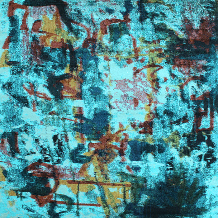 Square Machine Washable Abstract Light Blue Contemporary Rug, wshcon1176lblu