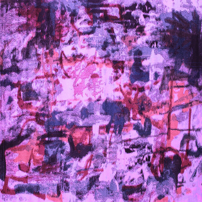 Square Machine Washable Abstract Purple Contemporary Area Rugs, wshcon1176pur