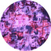 Round Abstract Purple Contemporary Rug, con1176pur