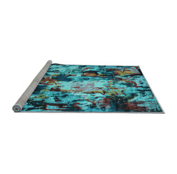 Sideview of Machine Washable Abstract Light Blue Contemporary Rug, wshcon1176lblu