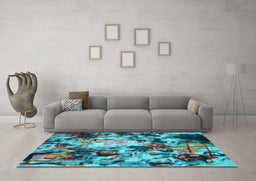 Machine Washable Abstract Light Blue Contemporary Rug in a Living Room, wshcon1176lblu