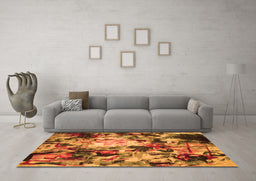 Machine Washable Abstract Orange Contemporary Area Rugs in a Living Room, wshcon1176org