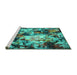 Sideview of Machine Washable Abstract Turquoise Contemporary Area Rugs, wshcon1176turq