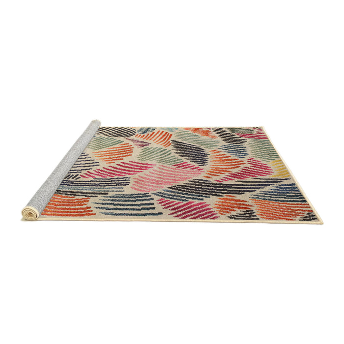 Serging Thickness of Machine Washable Contemporary Deep Peach Orange Rug, wshcon1177