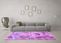 Machine Washable Abstract Purple Contemporary Rug, wshcon1177pur