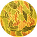 Round Abstract Yellow Contemporary Rug, con1177yw