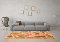 Machine Washable Abstract Orange Contemporary Rug, wshcon1177org