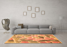 Machine Washable Abstract Orange Contemporary Area Rugs in a Living Room, wshcon1177org