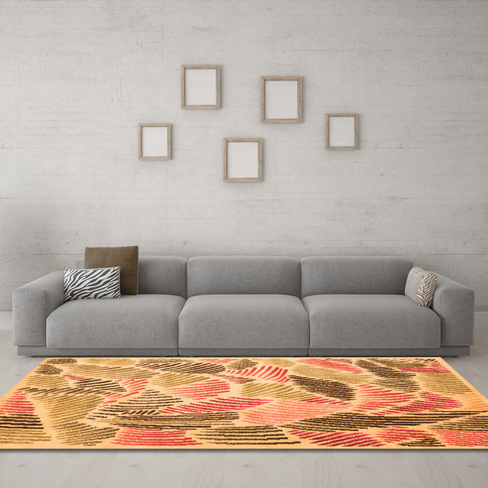 Machine Washable Abstract Orange Contemporary Area Rugs in a Living Room, wshcon1177org