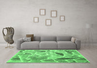 Machine Washable Abstract Emerald Green Contemporary Rug, wshcon1177emgrn