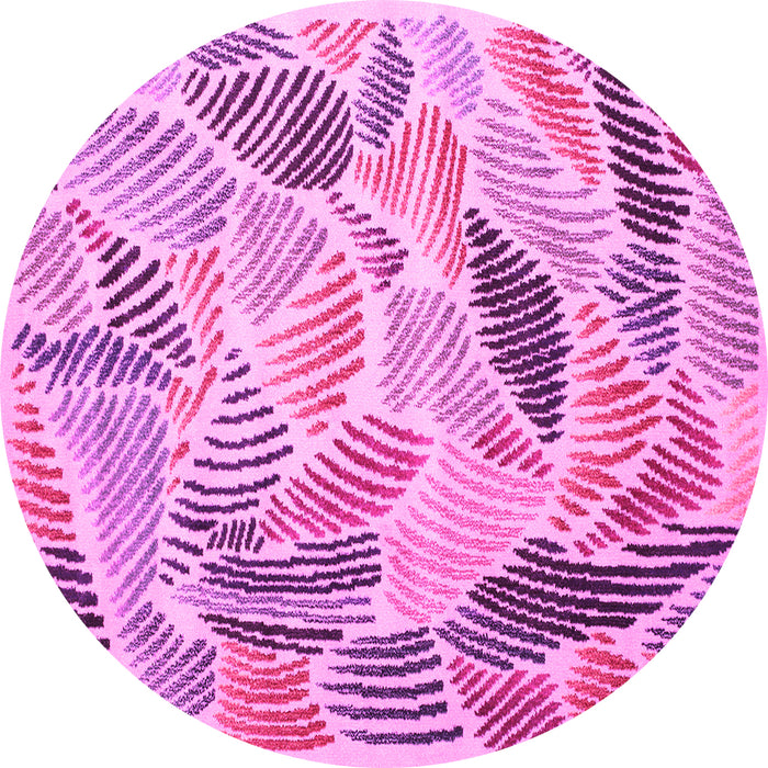 Round Machine Washable Abstract Pink Contemporary Rug, wshcon1177pnk