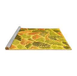 Sideview of Machine Washable Abstract Yellow Contemporary Rug, wshcon1177yw
