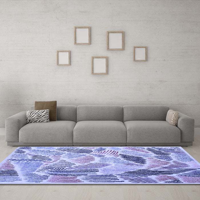 Machine Washable Abstract Blue Contemporary Rug in a Living Room, wshcon1177blu