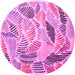 Round Abstract Pink Contemporary Rug, con1177pnk