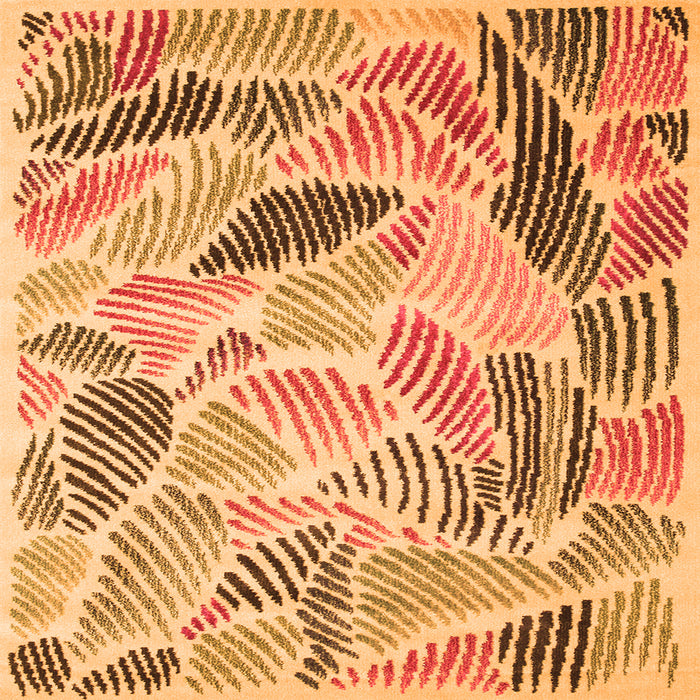 Round Machine Washable Abstract Orange Contemporary Area Rugs, wshcon1177org