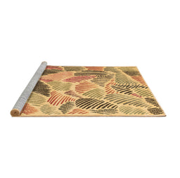 Sideview of Machine Washable Abstract Brown Contemporary Rug, wshcon1177brn