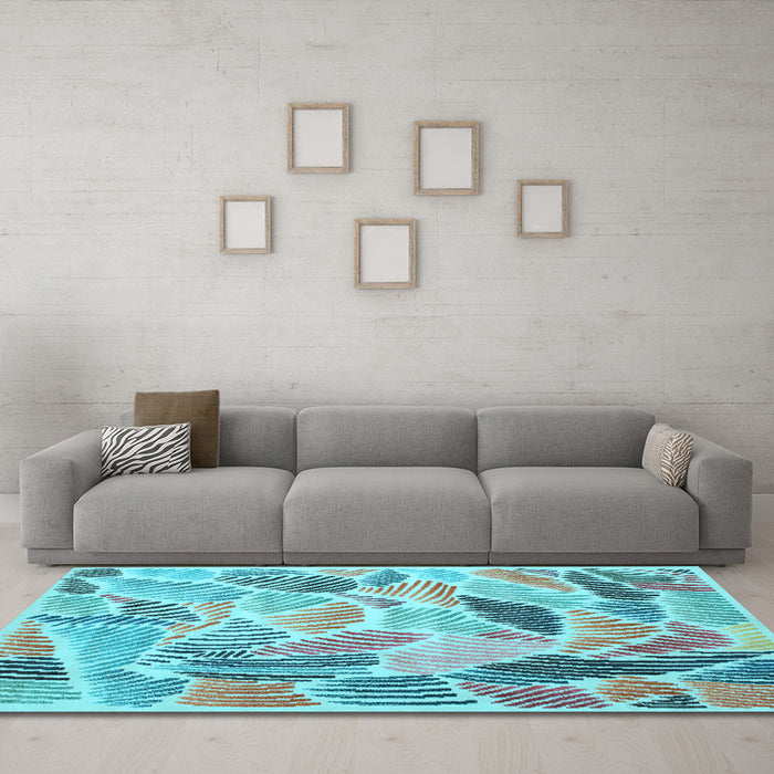Machine Washable Abstract Light Blue Contemporary Rug in a Living Room, wshcon1177lblu