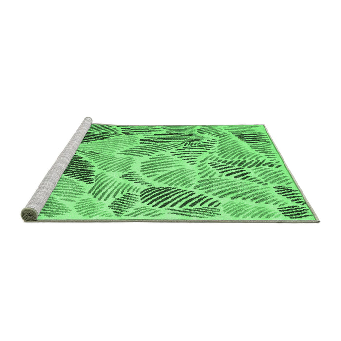 Sideview of Machine Washable Abstract Emerald Green Contemporary Area Rugs, wshcon1177emgrn