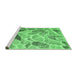 Sideview of Machine Washable Abstract Emerald Green Contemporary Area Rugs, wshcon1177emgrn