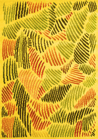 Abstract Yellow Contemporary Rug, con1177yw