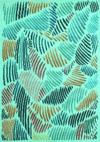 Abstract Turquoise Contemporary Rug, con1177turq