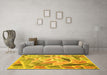 Machine Washable Abstract Yellow Contemporary Rug in a Living Room, wshcon1177yw