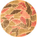 Square Abstract Orange Contemporary Rug, con1177org