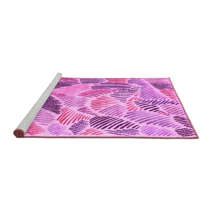 Sideview of Machine Washable Abstract Pink Contemporary Rug, wshcon1177pnk