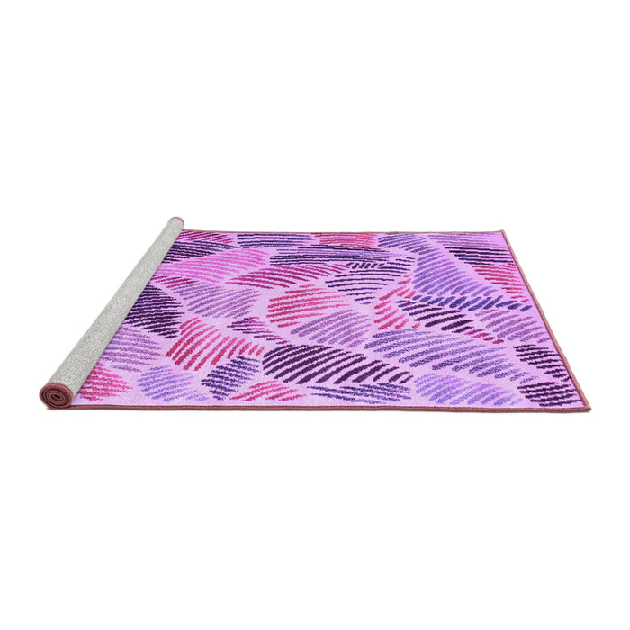 Sideview of Machine Washable Abstract Purple Contemporary Area Rugs, wshcon1177pur