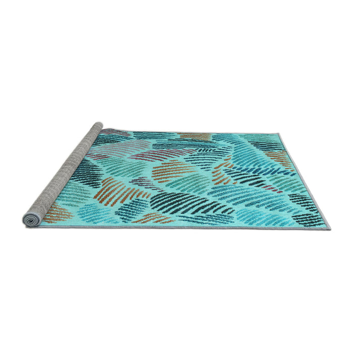 Sideview of Machine Washable Abstract Light Blue Contemporary Rug, wshcon1177lblu