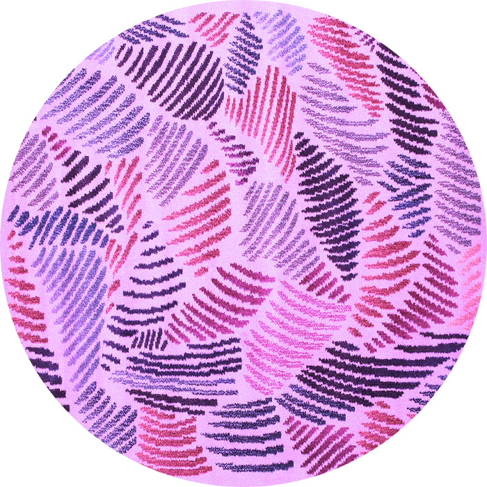 Round Machine Washable Abstract Purple Contemporary Area Rugs, wshcon1177pur