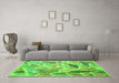 Machine Washable Abstract Green Contemporary Area Rugs in a Living Room,, wshcon1177grn