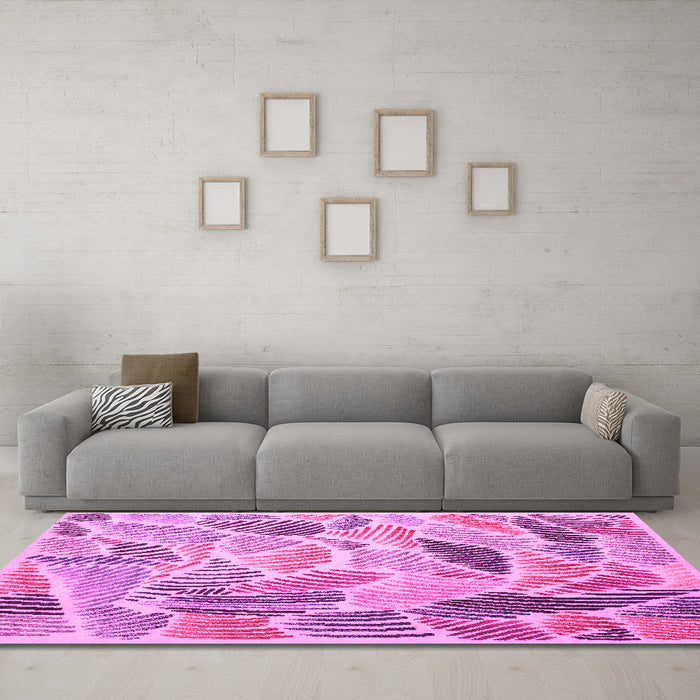 Machine Washable Abstract Pink Contemporary Rug in a Living Room, wshcon1177pnk