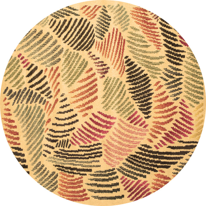 Round Abstract Brown Contemporary Rug, con1177brn