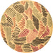 Round Abstract Brown Contemporary Rug, con1177brn
