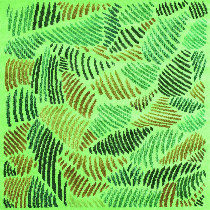 Serging Thickness of Abstract Green Contemporary Rug, con1177grn