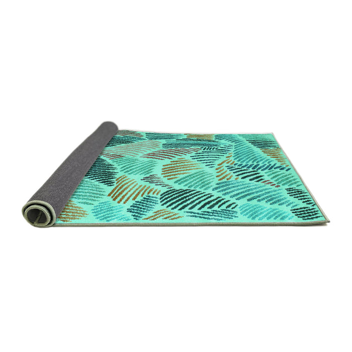 Sideview of Abstract Turquoise Contemporary Rug, con1177turq