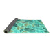 Sideview of Abstract Turquoise Contemporary Rug, con1177turq