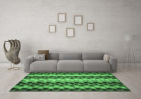 Machine Washable Abstract Emerald Green Contemporary Rug, wshcon1178emgrn
