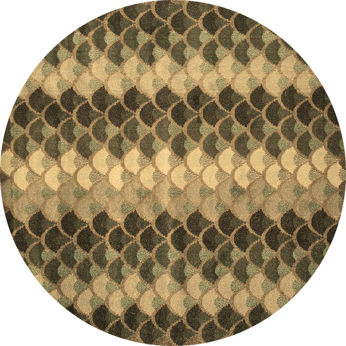 Round Machine Washable Abstract Brown Contemporary Rug, wshcon1178brn