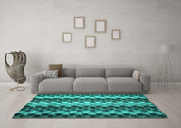 Machine Washable Abstract Turquoise Contemporary Rug, wshcon1178turq