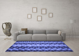 Machine Washable Abstract Blue Contemporary Rug in a Living Room, wshcon1178blu